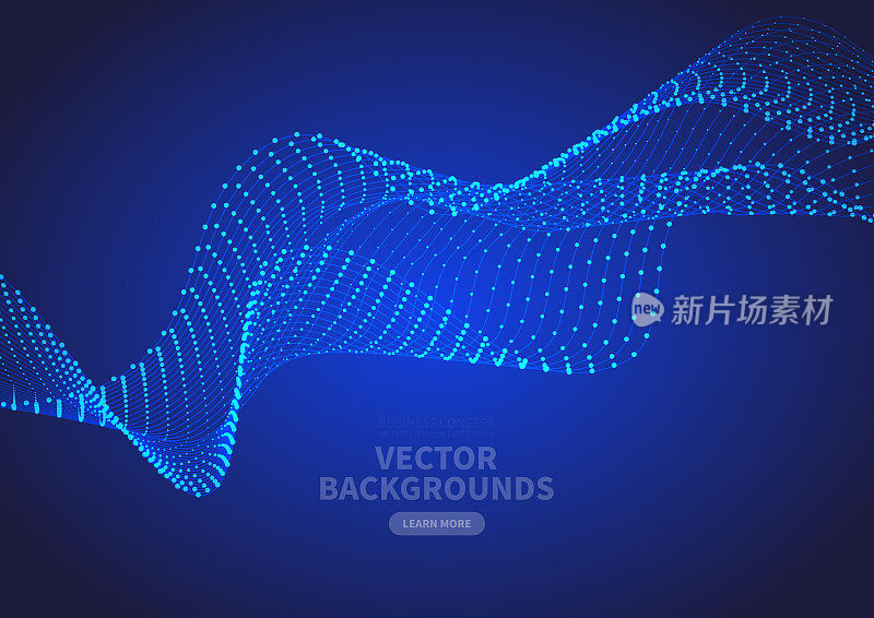 Particle curve background, blue hi-tech future abstract background